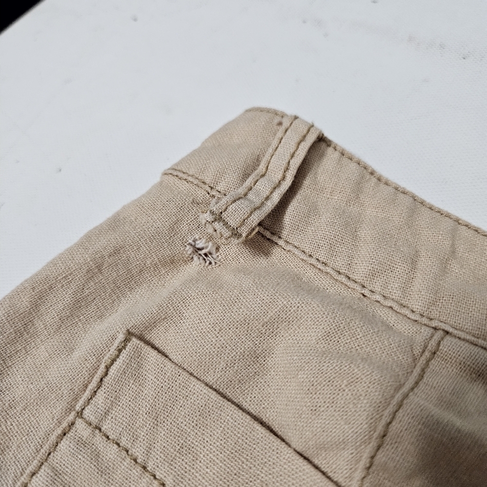 Free People Flared Linen Blend Womens Pants Two Toned Tan Combo Size 4 B13 - Picture 4 of 10